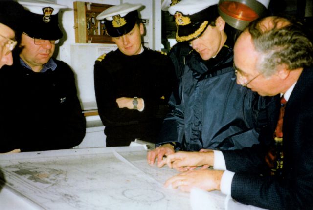 an Archibald with Commander Bob Stewart, pre-survey planning on board HMS Roebuck. an Archibald with Commander Bob Stewart, pre-survey planning on board HMS Roebuck.